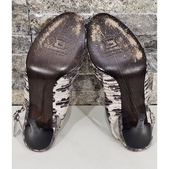 Stuart Weitzman Womens Slingback Heel Leather Peep Toe Python Old Money Size 6.5 - Picture 8 of 8